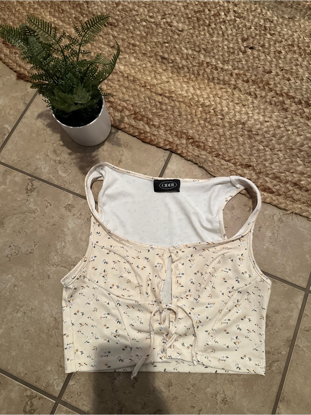 FLORAL LACE UP TANK